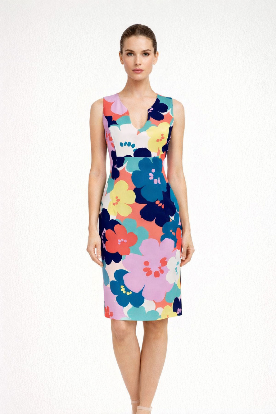 Trina Turk Sleeveless Flower Sheath Dress Size 6 Feminine Chic Summer Spring
